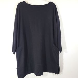 MARLAWYNNE black oversized lagenlook art-to-wear minimalist tunic sweatshirt